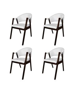 Kit 4 Cadeiras de Jantar Madeira Maciça Castanho Premium Helen Facto Branco