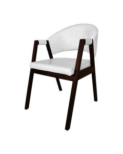 Cadeira de Jantar Madeira Maciça Castanho Premium Helen Facto Branco