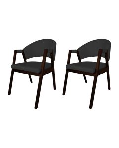 Kit 2 Cadeiras de Jantar Madeira Maciça Castanho Premium Helen Facto Preto
