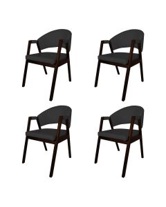 Kit 4 Cadeiras de Jantar Madeira Maciça Castanho Premium Helen Facto Preto