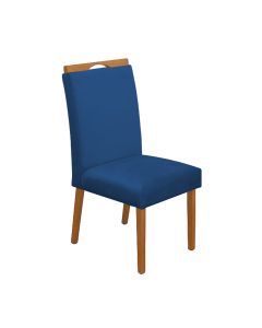 Cadeira de Jantar Madeira Maciça Cerejeira Premium Heloísa Veludo Azul 
