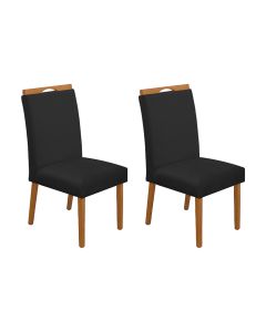 Kit 2 Cadeiras de Jantar Madeira Maciça Cerejeira Premium Heloísa Veludo Preto