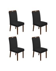 Kit 4 Cadeiras de Jantar Madeira Maciça Mel Premium Heloísa Veludo Preto