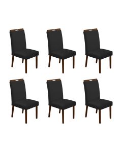 Kit 6 Cadeiras de Jantar Madeira Maciça Mel Premium Heloísa Veludo Preto