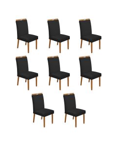 Kit 8 Cadeiras de Jantar Madeira Maciça Cerejeira Premium Heloísa Veludo Preto