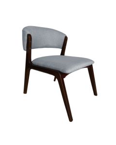 Cadeira Kethellen Premium Madeira Maciça Castanho Linho Cinza