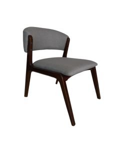 Cadeira Kethellen Premium Madeira Maciça Castanho Linho Grafite