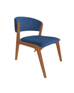 Cadeira Kethellen Premium Madeira Maciça Cerejeira Veludo Azul