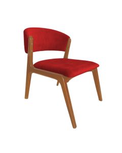 Cadeira Kethellen Premium Madeira Maciça Cerejeira Veludo Vermelho