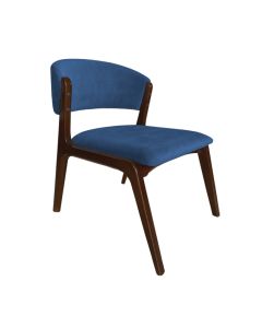 Cadeira Kethellen Premium Madeira Maciça Mel Veludo Azul