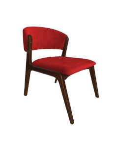 Cadeira Kethellen Premium Madeira Maciça Mel Veludo Vermelho