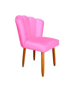 Cadeira Estofada Petala Pes Palito Veludo Rose