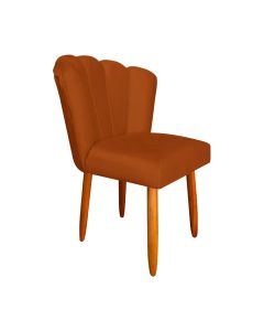 Cadeira Estofada Premium Petala Pes Palito Veludo Laranja 