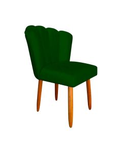 Cadeira Estofada Petala Pes Palito Veludo Verde