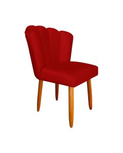 Cadeira Estofada Petala Pes Palito Veludo Vermelho