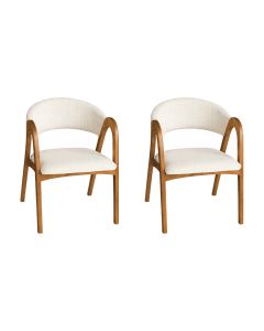 Kit 2 Cadeiras de Jantar Valentina Madeira Maciça Cerejeira Encosto Anatômico em Linho - Off-white