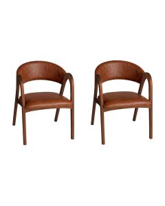 Conjunto 2 Poltronas Valentina Madeira Maciça Mel Encosto Anatômico em Factor com Braços Sala - Ocre