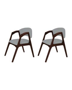 Conjunto com 2 Cadeiras de Jantar Gabriela em Madeira e Mdf Castanho Linho Cinza