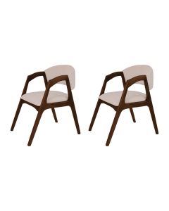 Conjunto com 2 Cadeiras de Jantar Estofada Gabriela Mel Linho Bege