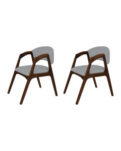 Conjunto com 2 Cadeiras de Jantar Estofada Gabriela Mel Linho Cinza