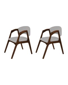 Conjunto com 2 Cadeiras de Jantar Estofada Gabriela Mel Linho Cinza Prata