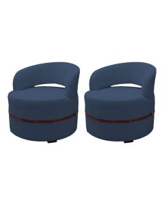 Kit 2 Poltrona Decorativa Luana Estofada para Sala de Estar Linho Azul