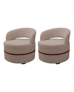 Kit 2 Poltronas para Sala de Estar Decorativa Luxo Luana Linho Bege