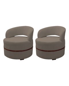 Kit 2 Poltronas para Sala de Estar Recepção Decorativa Luxo Luana Linho Marrom