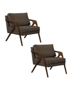 Kit 2 Poltronas Mona Monique Luxo Base Madeira Maciça Mel Veludo Marrom