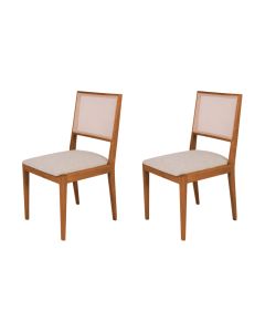 Conjunto com 2 Cadeiras de Jantar Suellen em Madeira e Mdf Cerejeira Linho Bege