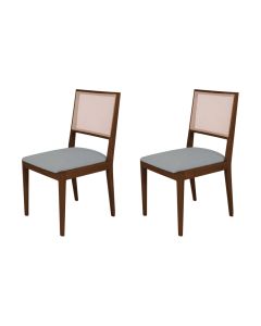 Conjunto com 2 Cadeiras de Jantar Estofada Suellen Mel Linho Cinza