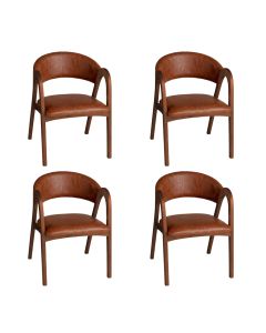 Conjunto 4 Cadeiras Valentina Madeira Maciça Mel Encosto Anatômico em Factor com Braços Sala - Ocre