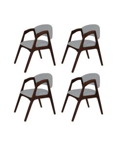 Conjunto com 4 Cadeiras de Jantar Gabriela em Madeira e Mdf Castanho Linho Cinza