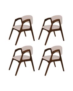 Conjunto com 4 Cadeiras de Jantar Gabriela em Madeira e Mdf Mel Linho Bege