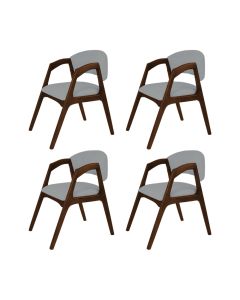 Conjunto com 4 Cadeiras de Jantar Estofada Gabriela Mel Linho Cinza