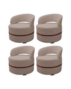 Kit 4 Poltronas para Sala Recepção Decorativa Luxo Luana Linho Bege
