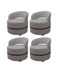 Kit 4 Poltronas Decorativa Luana Estofada para Sala Linho Cinza