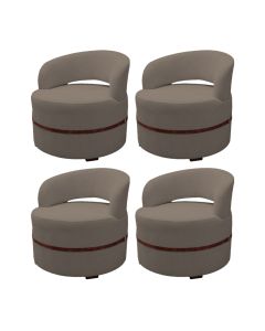 Kit 4 Poltronas para Sala de Estar Recepção Decorativa Luxo Luana Linho Marrom