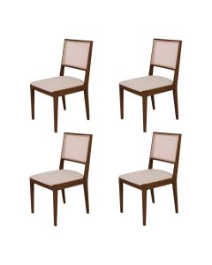 Conjunto com 4 Cadeiras de Jantar Estofada Suellen Mel Linho Bege
