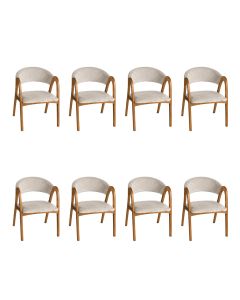 Kit 6 Cadeiras Valentina Encosto Anatômico Madeira Maciça Cerejeira em Veludo Design Sala - Bege