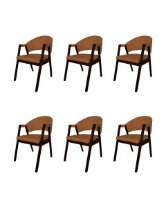 Kit 6 Cadeiras De Jantar Madeira Maciça Castanho Premium Helen Facto Caramelo