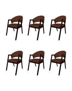 Kit 6 Cadeiras De Jantar Madeira Maciça Castanho Premium Helen Facto Whisk