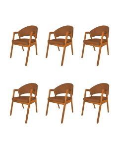 Kit 6 Cadeiras De Jantar Madeira Maciça Cerejeira Premium Helen Facto Caramelo
