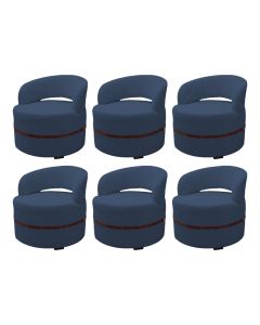 Kit 6 Poltrona Decorativa Luana Estofada para Sala de Estar Linho Azul