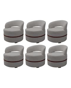 Kit 6 Poltrons Decorativa Luana Estofada para Sala Linho Cinza 