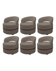 Kit 6 Poltrona Decorativa Luana Estofada para Sala Linho Marrom