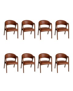Conjunto 8 Cadeiras Valentina Madeira Maciça Mel Encosto Anatômico em Factor com Braços Sala - Ocre