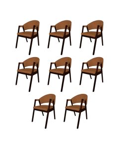 Kit 8 Cadeiras De Jantar Madeira Maciça Castanho Premium Helen Facto Caramelo