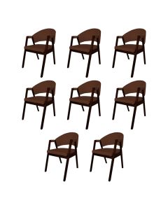 Kit 8 Cadeiras De Jantar Madeira Maciça Castanho Premium Helen Facto Whisk