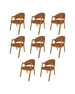 Kit 8 Cadeiras De Jantar Madeira Maciça Cerejeira Premium Helen Facto Caramelo